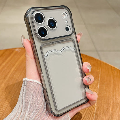 Card Slot Pocket Phone Case For iPhone 17 Air 16 15 14 13 12 11 Pro Max Plus 16e Shockproof Transparent Silicone Soft TPU Cover