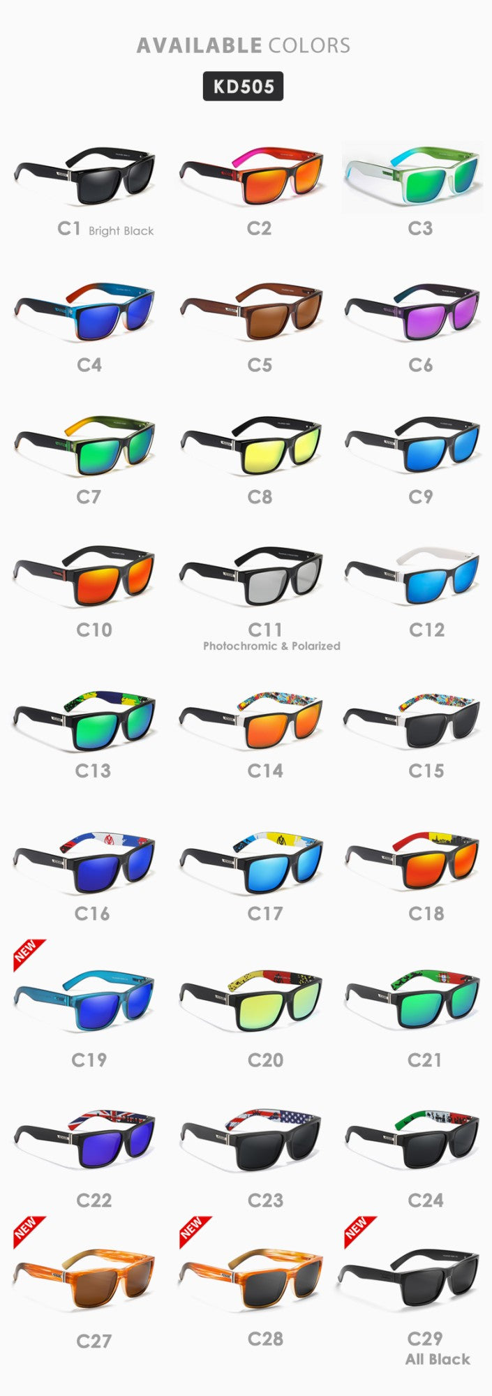 KDEAM Revamp Of Sport Men Sunglasses Polarized Shockingly Colors Sun Glasses Outdoor Driving Photochromic Sunglass With Box