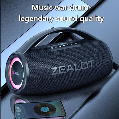 Alto-falante sem fio ZEALOT S97 80W, Subwoofer portátil para uso externo, Qualidade de som Hifi, Emparelhamento duplo, Carregamento rápido, 16000mAh.