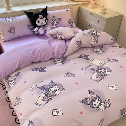 New Sanrio Hello Kitty Bedding Set Cotton Kuromi Melody Bedding Double Pillowcase Bed Linens Girl Dorm Bedclothes Home Textile