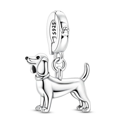 925 Sterling Silver Dog Charms French Bulldog Poodle German Shepherd Beagle Dachshund Pendants Fit Bracelets DIYJewelry Gift