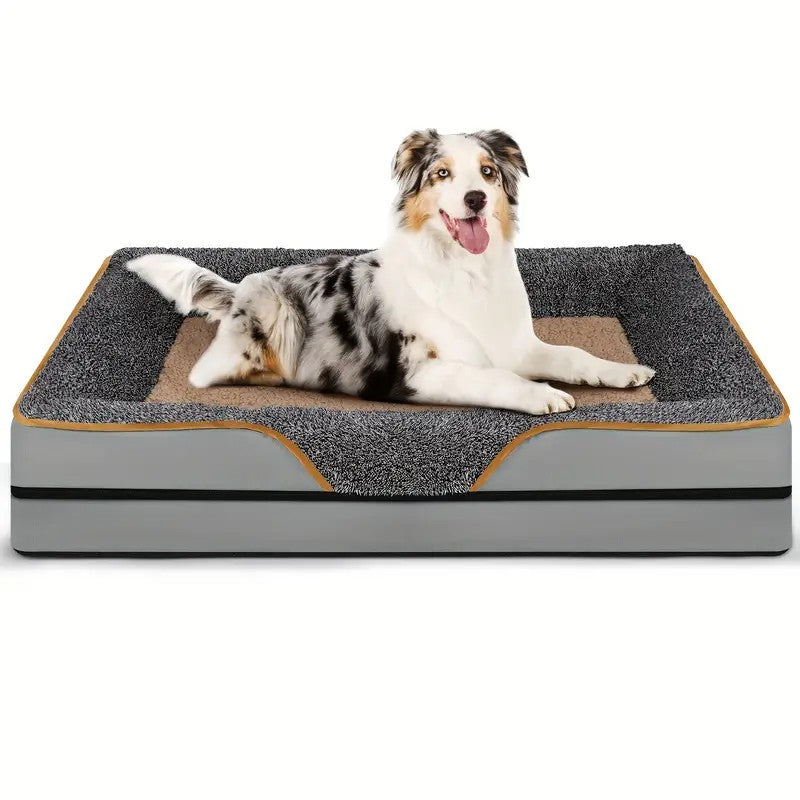 Uma cama de cachorro gigante removível lavável para todas as estações, sofá cama para pet, sofá cama para gato confortável e macio com bordas elevadas,