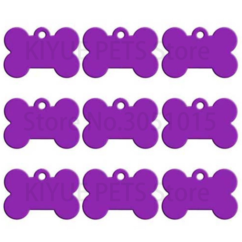 Wholesale 100Pcs Bone Dog ID Tag Engraving Pet Dog ID Tags Collars Bone Name Number Tags Customized Anodizing aluminum Puppy Tag
