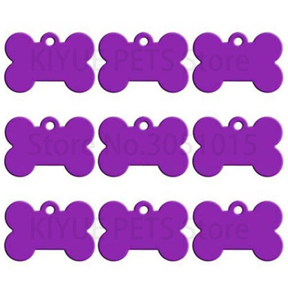 Wholesale 100Pcs Bone Dog ID Tag Engraving Pet Dog ID Tags Collars Bone Name Number Tags Customized Anodizing aluminum Puppy Tag