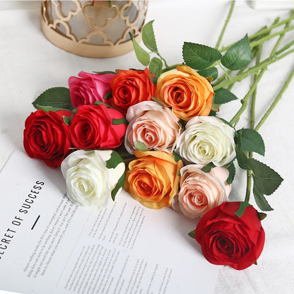 1/3/5/10/20pcs Roses Artificial Flowers Rose Flower Branch Artificial Red Roses Realistic Fake Rose for Wedding Home Decor