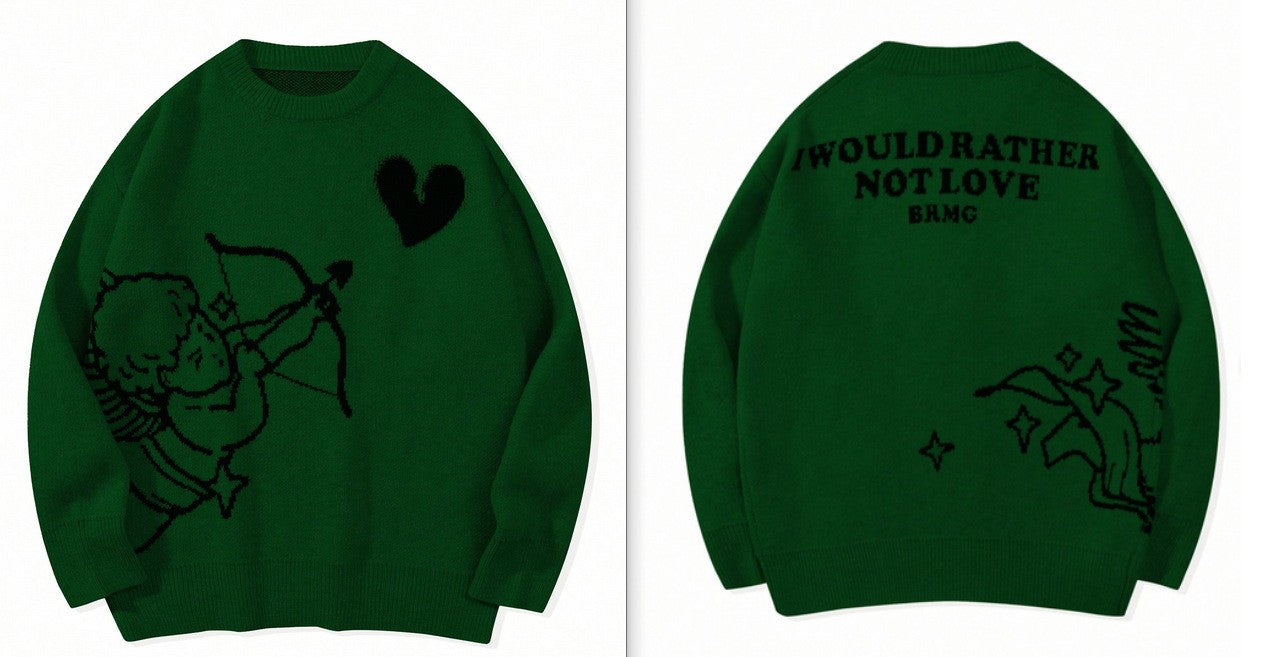 Men's Knitted Sweater Angel Love Heart Design Faionable Urban Sle Winter Season Long Sve round Ne Pullover New Arrival