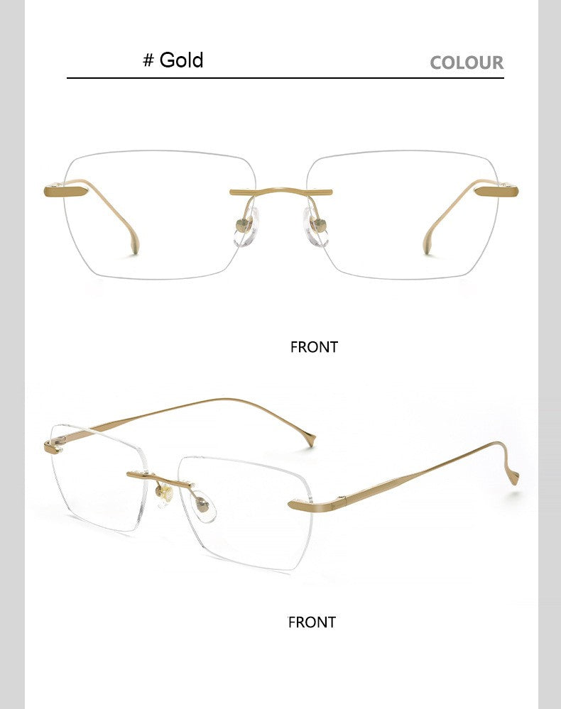 Men Pure Titanium Eyeglasses Frame Women Ultralight Rimless Glasses Blue Light Blocking Lens Prescription Myopia Reading Eyewear