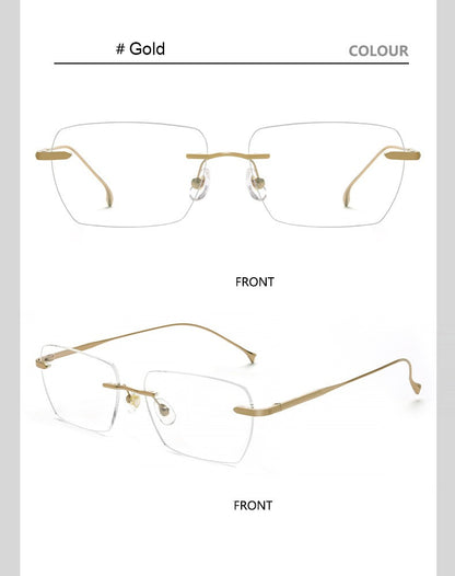 Men Pure Titanium Eyeglasses Frame Women Ultralight Rimless Glasses Blue Light Blocking Lens Prescription Myopia Reading Eyewear