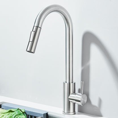 Torneira Misturadora de Cozinha Monocomando Quente e Frio com Bico Extensível e Duas Funções, Montada na Bancada