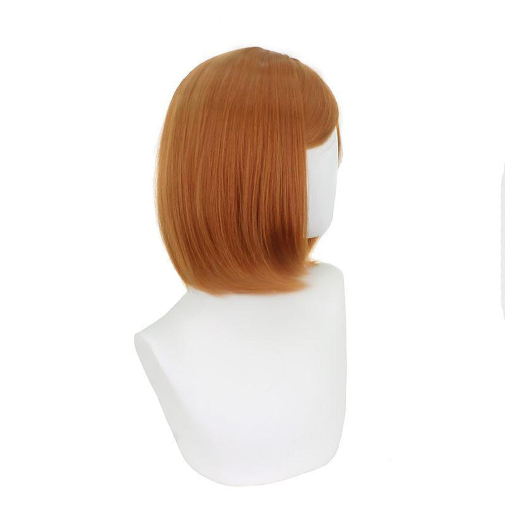 Anime Jujutsu Kaisen Kugisaki Nobara Cosplay Cabelo Composto 35cm Castanho Curto com Partição Lateral Peruca para Halloween Carnaval Festa Diária