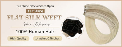 Full Shine Virgin Flat Silk Weft Sew In Hair Bundle Straight Human Hair Extensions 100% Real Human Hair Weft For Women For Salon