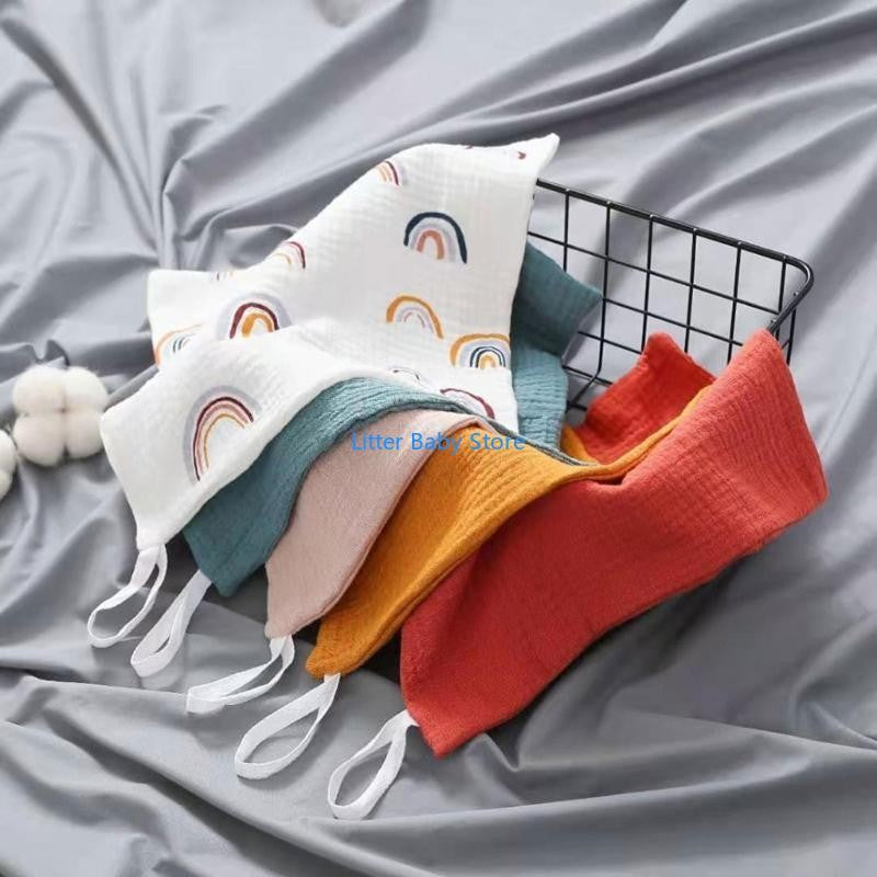 N80C 10Pcs Baby Square Towels Infants Wash Hand Face Towel Handkerchief Feeding Bib Burp Cloth Soft Crepe Muslin Saliva Towel