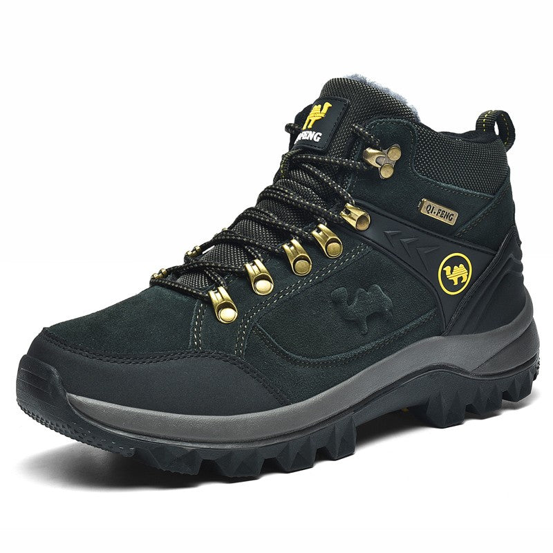 Classic Men Winter Boots Genuine Leather Sneakers For Man Fur Plush Snow Shoes Warm Outdoor Ankle Boots Outdoor Hiking Footwear