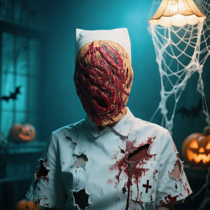 Nurse Model Halloween Cosplay Costume Mask Create a Terrifying Atmosphere Design Wonderful Gift for Role Play Fans
