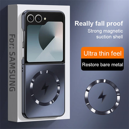 Capa de Telefone Magnética AG Fosca Luxuosa Para Magsafe Para Samsung Z Flip 7 FE 6 5 zflip 4 3 Capa Protetora de Carregamento Sem Fio