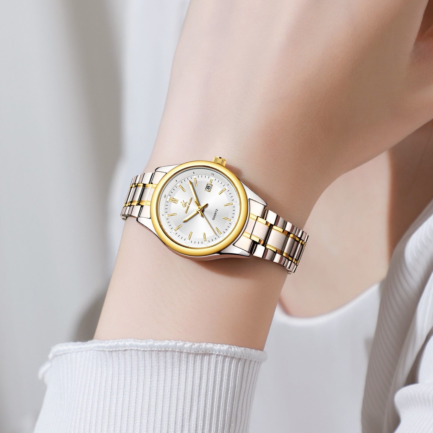 ERNIE KLEIN Women’s Watch Luxury Gold Watch OriginalDate Week Stainless Steel Waterproof Luminous Elegant Dress Ladies' Watches