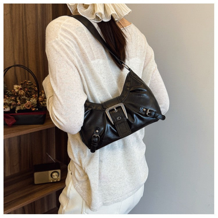 2025 Large Capacity Pleated New Retro Commuter Temperament Locomotive Do Old Style Underarm Shoulder Bag Women