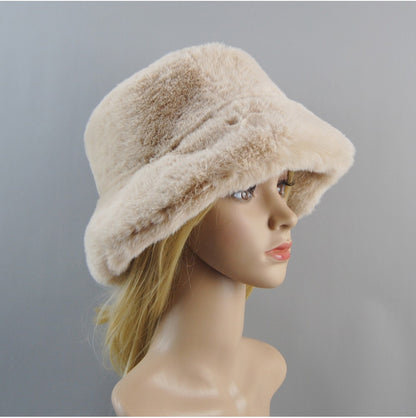 Hot Fashion Fake Rabbit Fur Hats Super Soft Women Winter Hat Cotton Lining Warm Russian Fashion Ski Beanies Plush Solid Color