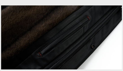 Outcoat Winter Faux Leather Jacket Detachable Golden Mink Fleece Inner Lining Top Layer Faux Deerskin One-piece Warm Men's Coat