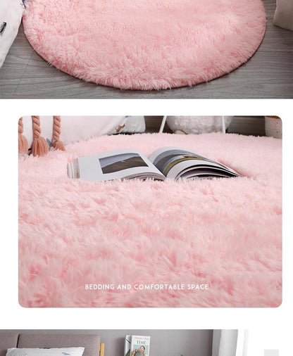 Tie-Dye Oval Living Room Rug Comfortable Soft Home Decor Floor Cushion Sofa Eend Table Bedroom Fluffy Non-Slip Plush Bed Rug
