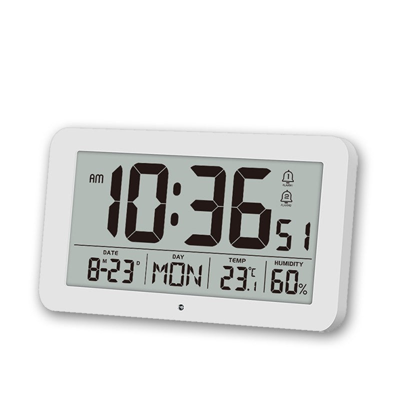 Large Digital Wall Clock with Temperature Humidity Calendar 8.5"Desk LCD Alarm Clock Backlight for Bedroom Office Living Room