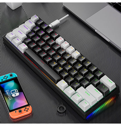K620 Mini Teclado Mecânico para Jogos 61 Teclas RGB Hotswap Teclado para Jogos com Fio Tipo-C Teclas PBT Teclados Ergonômicos 60%