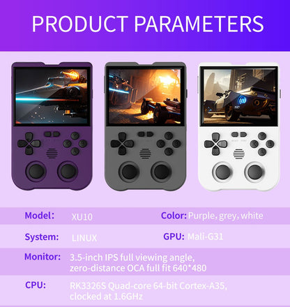 XU10 2.0 Version Retro Handheld Game Console Linux System 3.5 Inch IPS Screen 3000mAh Battery Nostalgic Retro Video Player