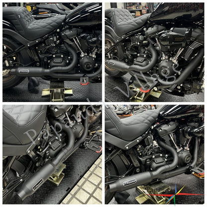 Motorcycle 2-into-1 Exhaust Pipe Muffler For Harley M8 Softail Low Rider S ST Fat Street Bob Standard Slim Deluxe FXLR 2018-2025