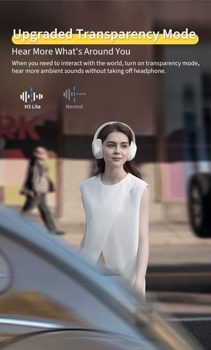 QCY H3 Lite ANC Wireless/Wired Headphones Bluetooth 5.3 Foldable Over Ear Headset HIFI Sound 60H Playtime Earphones Dual Connect