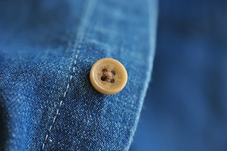 SauceZhan Chambray shirt  men shirt long sleeve Denim Shirt Cotton Casual Wash Shirt Mens Dress Shirts Jeans Shirts Slim