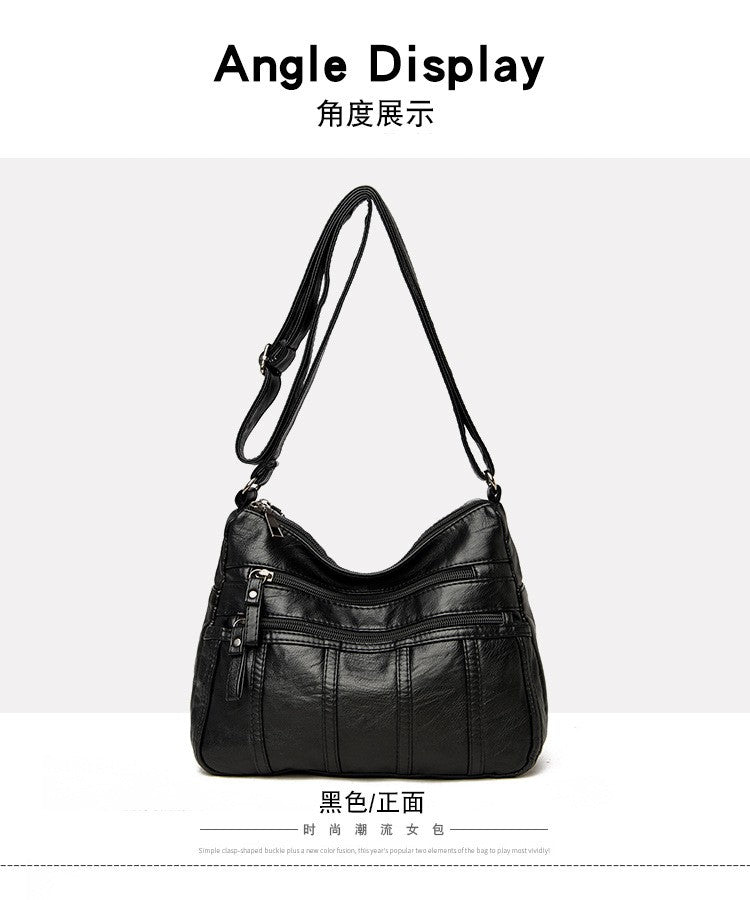 Fashion Soft Leather Crossbody Bags for Women 2025 Casual Female Multi Pocket Messenger Bags Retro Handbags Ladies Shoulder Bags