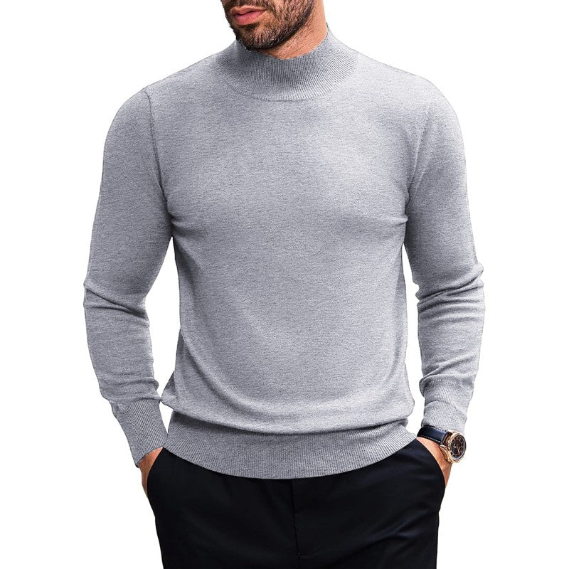 Animal Game Men's Turtleneck Pullover Winter Knit Sweaters Business Jumper Stretch Stand Collar Work Jumper Woolen Cold Blouse