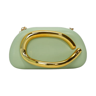 Women PU Leather Trendy Clutch Purses Solid Color Metal Decoration Evening Bag Hand-held Shoulder Clutch Bag for Wedding Party