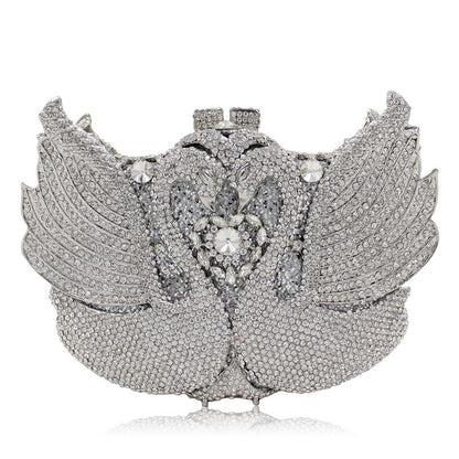 XIYUAN Pink/Black/Blue/Gold Crystal Evening Clutches Bag Hollow Out Women Metal Clutch Purse Wedding Party Prom Dinner Handbag