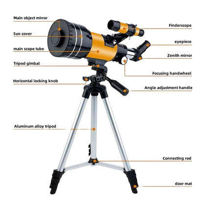 Telescópio Astronômico Profissional de Alta Definição e Alta Potência, Tripé Portátil, Zoom de 150x, Visão Noturna, Lua e Estrelas