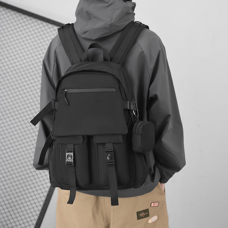 Mochila Masculina Simples e Moderna - Grande Capacidade, Compartimento para Laptop, Vários Bolsos, Ideal para Estudantes e Viagens