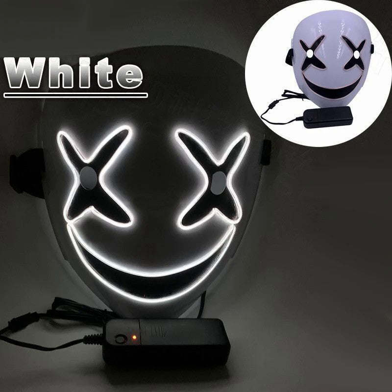 New Creative LED Halloween Clown Glow Mask White Green Blue Red Crying Smile Clown,