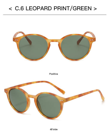 Óculos de Sol Polarizados Redondos Retrô Masculino Feminino Armação Clássica Leopardo Óculos de Sol Fashion Preto Dirigindo Masculino Feminino Goggles UV400