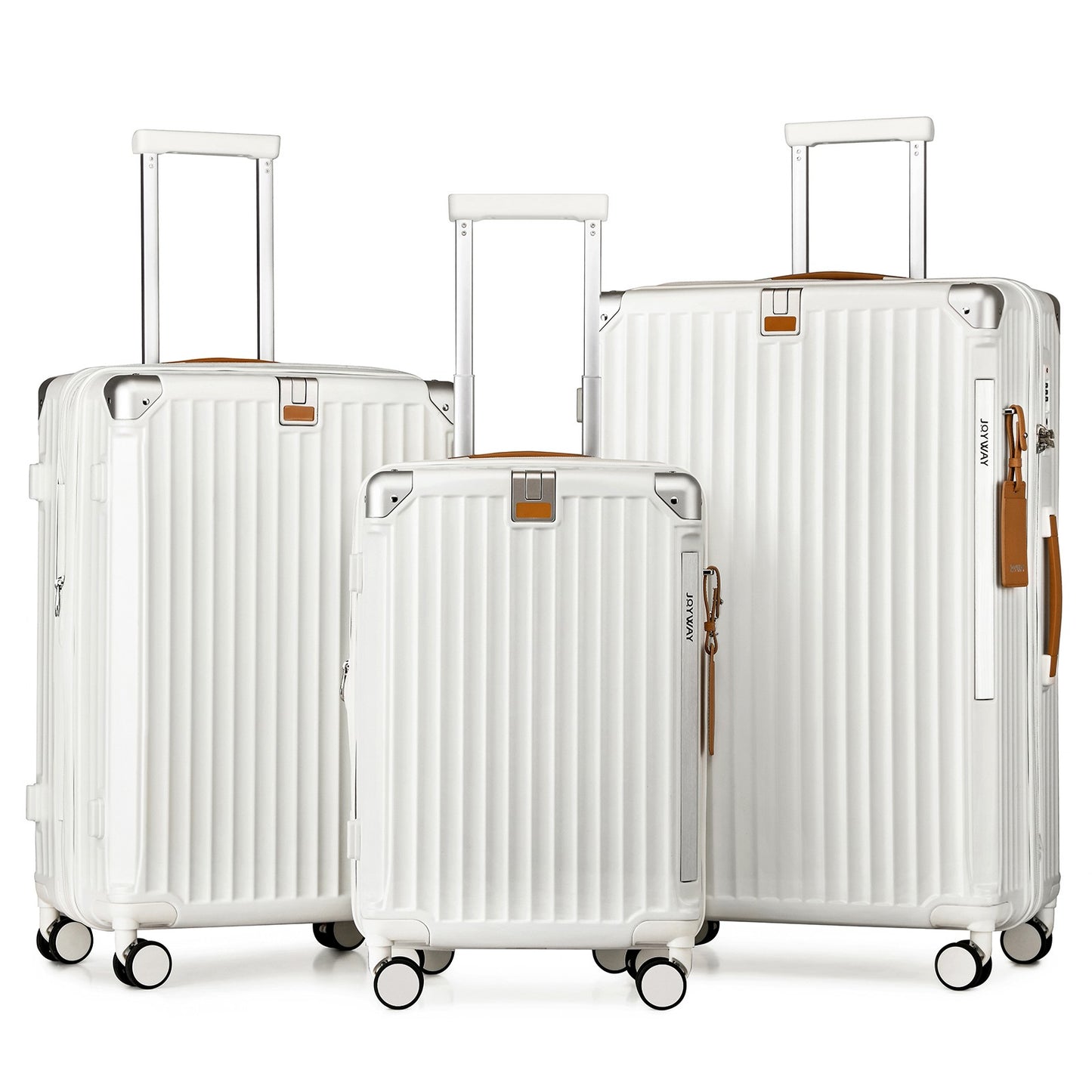 Conjuntos de Bagagem Joyway 3 Peças, Malas Expansíveis com Porta-Copos Inteligente e Porta USB, Malas Rígidas de Bordo e Despachadas com Cadeado TSA