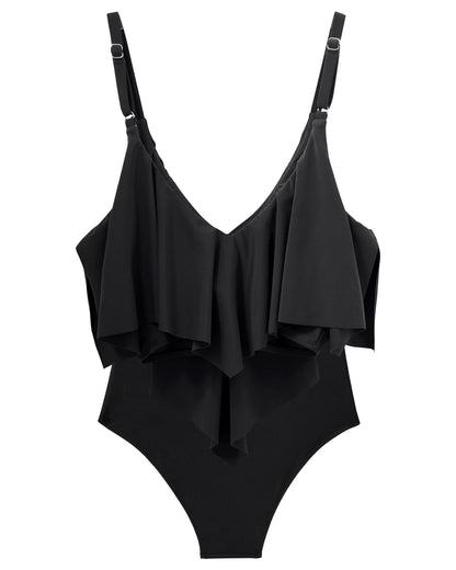 Women Tankini Ruffle High Waisted Swimsuits Tummy Control Bathing Suits Swimwear Beachwear Padded XXL Size Bikini Set Female