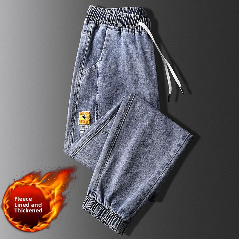 Men's Workwear Jeans Loose Fit Thiened Fce Lined Durable Construction Site Work Clothes Harajuku Sle Long Pants