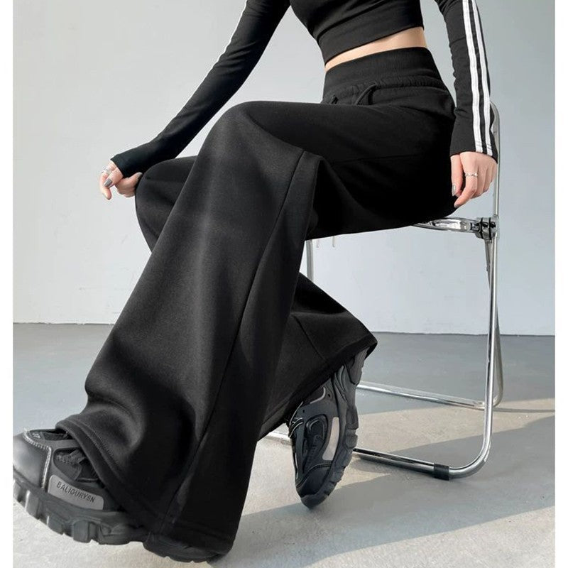 Girls Classic Fashion High Waist Pants Female Comfortable Straight Leg Trousers Lady Korean Baggy Casual Daily Pants