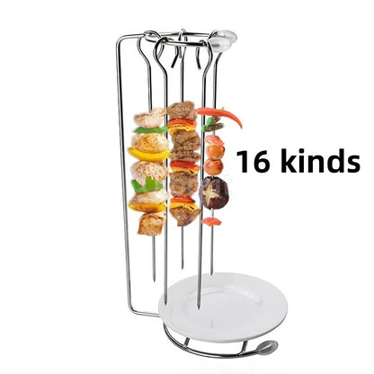Kebab Barbecue Rack BBQ Cookware Roaster Rack Grill Vertical Stand Spanish outdoor BBQ Skewer Rack for Picnic Party Meat Sausage