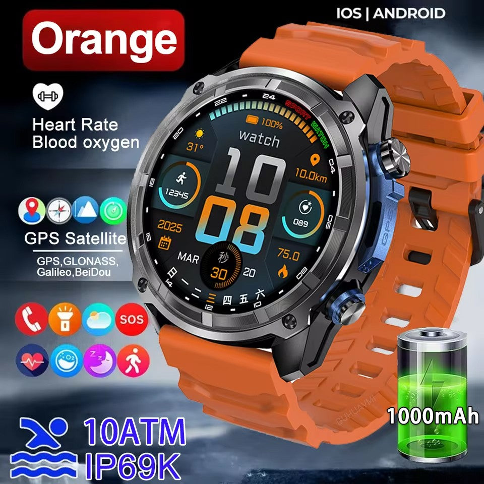 Smartwatch Masculino GPS 2026 Novo Mapa Offline À Prova D'água 10ATM 4GB Navegação de Rotas Relógio Bateria de 1000mAh Relógios Militares para Atividades ao Ar Livre