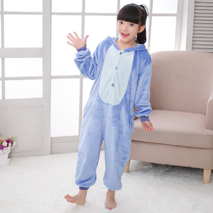Macacão de Natal Lilo & Stitch, Pijama Infantil de Pelúcia, Kigurumi, Roupa Quente de Inverno, Presente para Meninos e Meninas