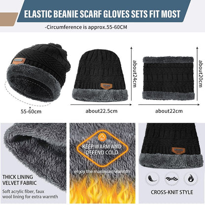 Winter Beanie Hat for Men Knitted Hat Winter Cap Beanie Women Thick Wool Neck Scarf Cap Balaclava Mask Bonnet Hats