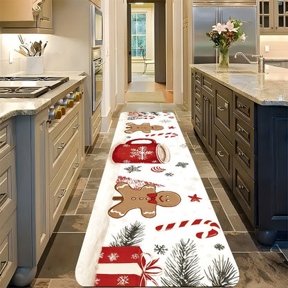 VIKAMA Christmas Carpet Gingerbread  Kitchen Rug Doormat Welcome Mat Runner Rug Winter Rug For Bedroom Warm Carpet For Live Room
