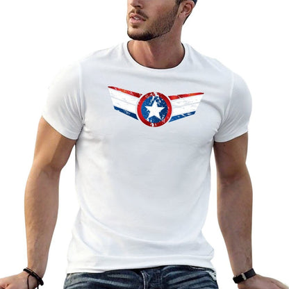 Red, White & Blue Stars & Stripes Grunge, Distressed T-Shirt t shirt man plain t shirt man cotton T-Shirt