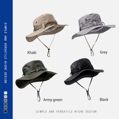 Summer Men Bucket Hat Outdoor UV Protection Wide Brim Panama Safari Hunting Hiking Mesh Fisherman Hat Beach Sunscreen Cap