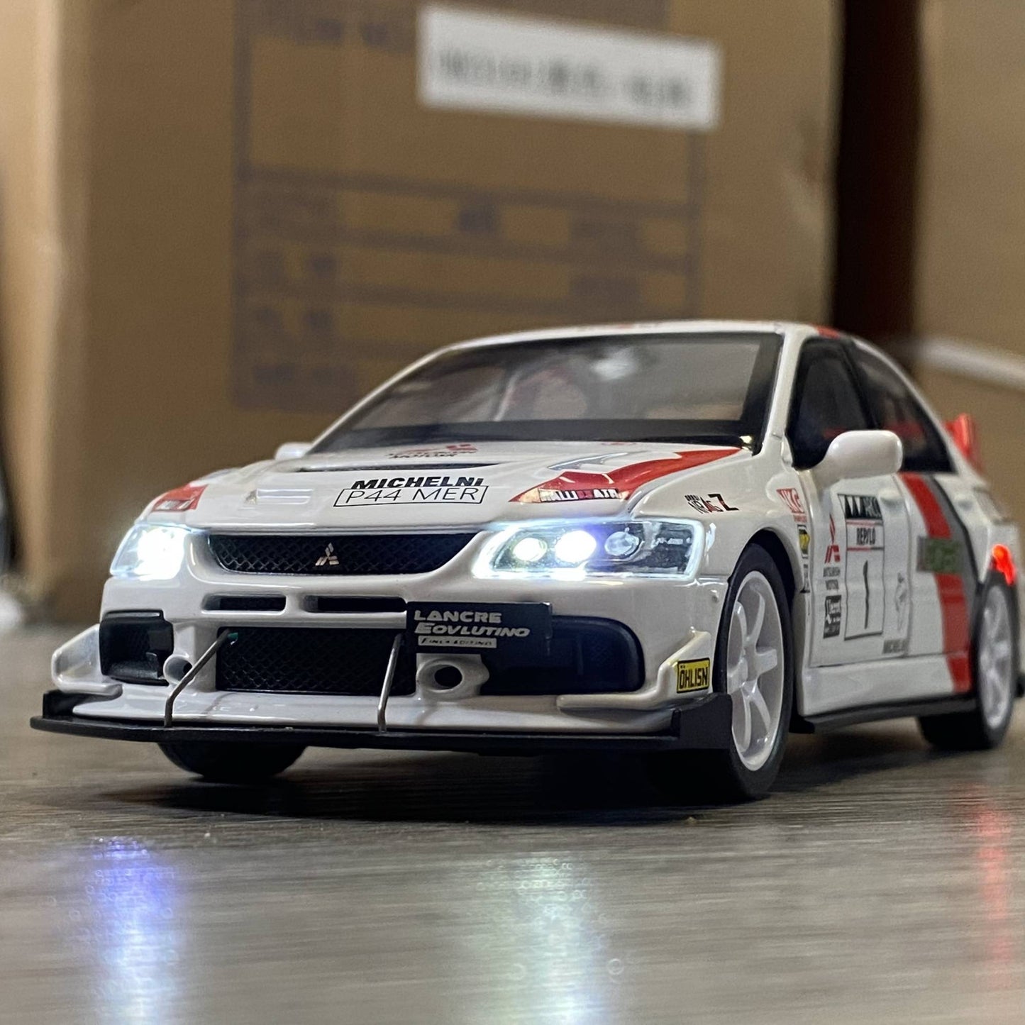 Miniatures 1:32 Mitsubishi Lancer Evolution EVO Petroleum version alloy diecast model sound light toys collection ornament gifts